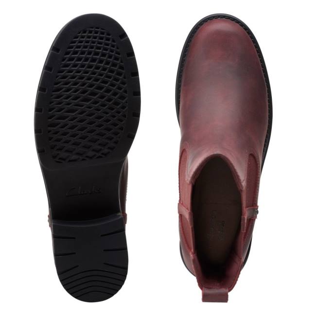 Botki Damskie Clarks Orinoco Club Ciemny Czerwone | CLK658NIM