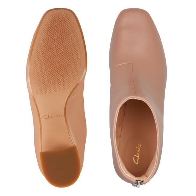 Botki Damskie Clarks Sheer55 Zip Brązowe | CLK014WAO