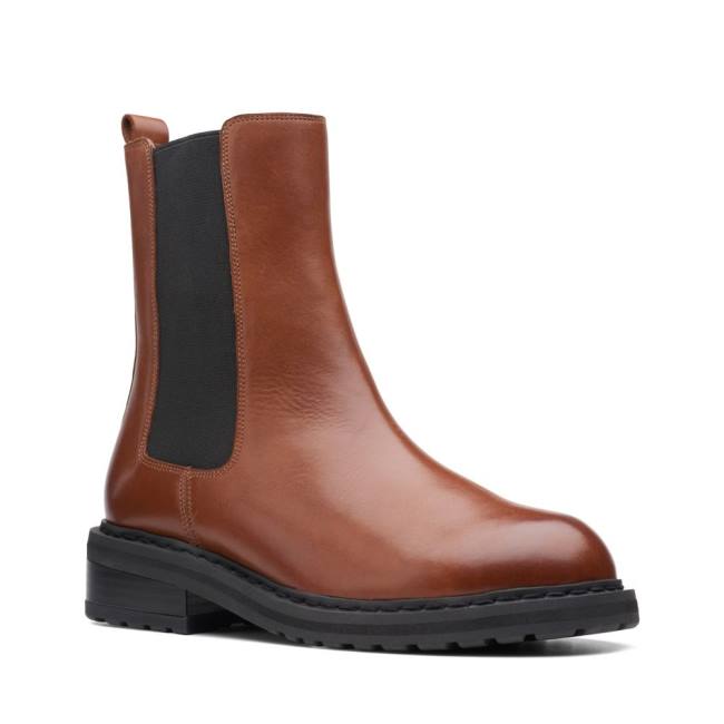 Botki Damskie Clarks Tilham Chelsea Ciemny Brązowe | CLK920VNZ