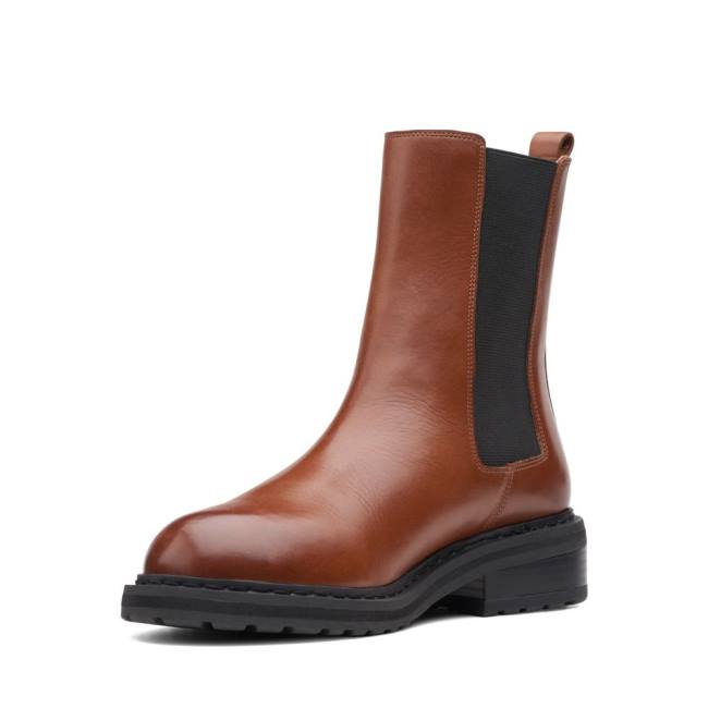 Botki Damskie Clarks Tilham Chelsea Ciemny Brązowe | CLK920VNZ