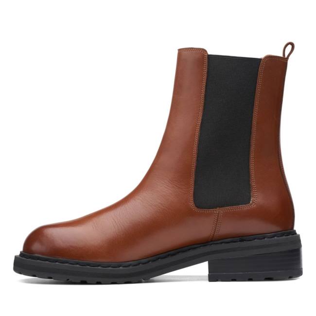 Botki Damskie Clarks Tilham Chelsea Ciemny Brązowe | CLK920VNZ