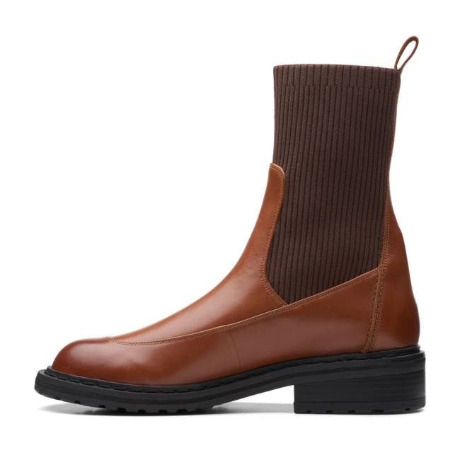 Botki Damskie Clarks Tilham Knit Ciemny Brązowe | CLK431EMY