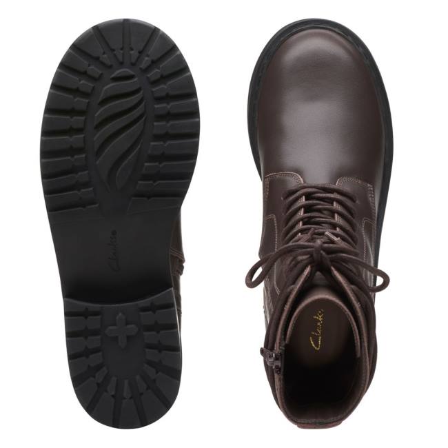 Botki Damskie Clarks Tilham Koronkowe Ciemny Brązowe | CLK819JHB