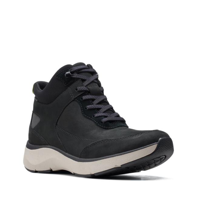 Botki Damskie Clarks Wave 2.0 Mid. Czarne | CLK952FBN