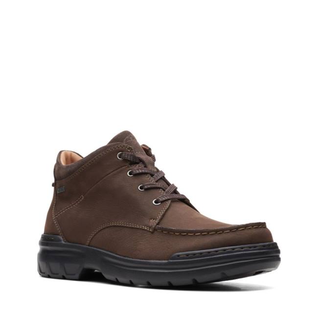 Botki Męskie Clarks Rockie 2 HI GORE-TEX Brązowe | CLK324RST