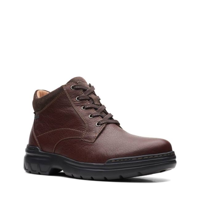 Botki Męskie Clarks Rockie 2 Up GORE-TEX Ciemny Czerwone | CLK038UXC