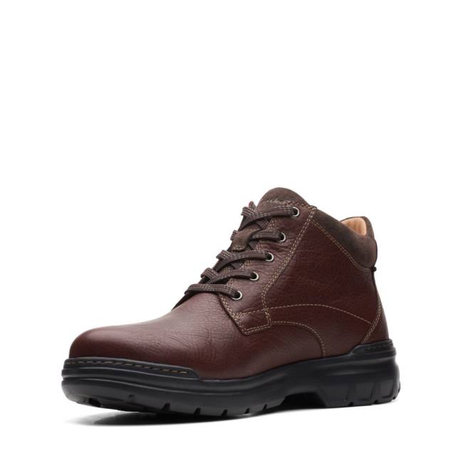 Botki Męskie Clarks Rockie 2 Up GORE-TEX Ciemny Czerwone | CLK038UXC