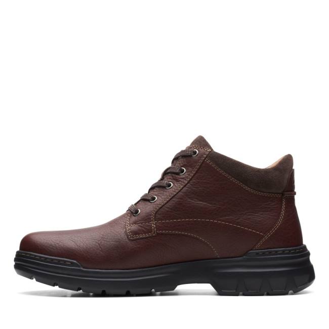 Botki Męskie Clarks Rockie 2 Up GORE-TEX Ciemny Czerwone | CLK038UXC