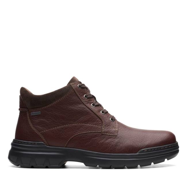 Botki Męskie Clarks Rockie 2 Up GORE-TEX Ciemny Czerwone | CLK038UXC