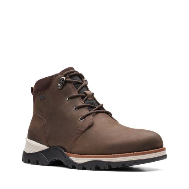 Botki Męskie Clarks Topton Mid GORE-TEX Ciemny Brązowe | CLK046NGO