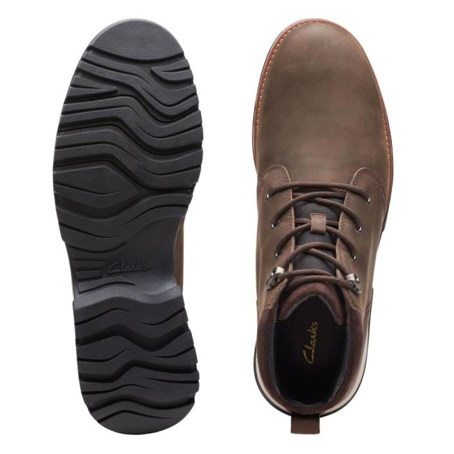 Botki Męskie Clarks Topton Mid GORE-TEX Ciemny Brązowe | CLK046NGO