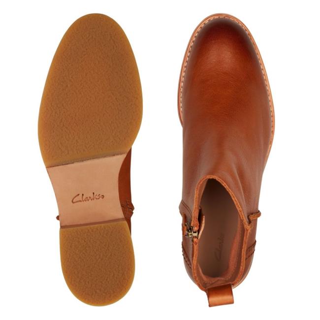 Botki Na Obcasie Damskie Clarks Cologne Zip Ciemny Brązowe | CLK219EKA