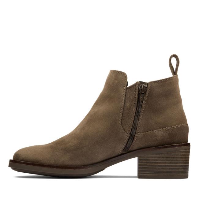 Botki Na Obcasie Damskie Clarks Memi Zip Szare Brązowe | CLK456QLD