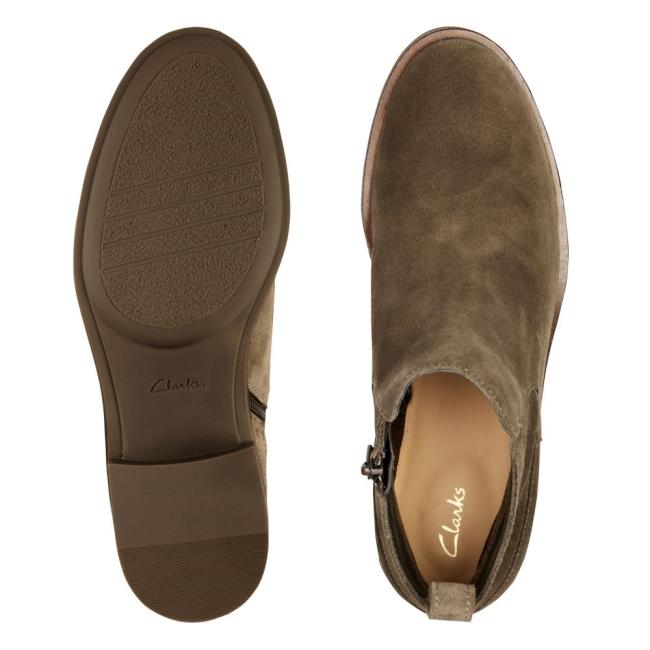 Botki Na Obcasie Damskie Clarks Memi Zip Szare Brązowe | CLK456QLD