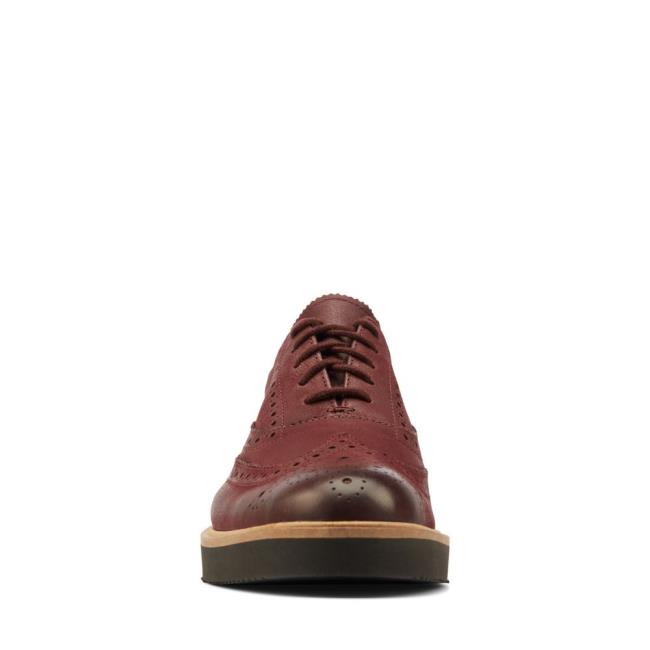 Buty Brogue Damskie Clarks Baille Brogue Bordowe | CLK095BDO