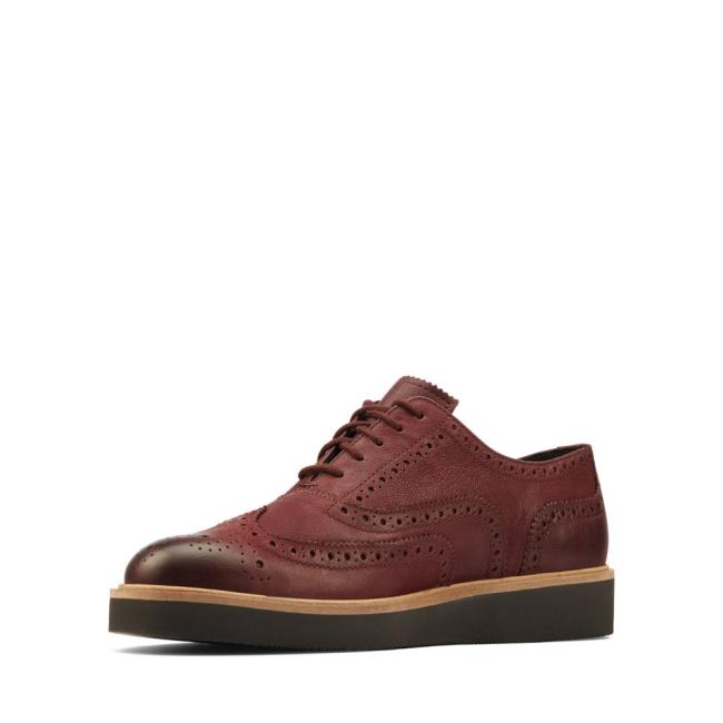 Buty Brogue Damskie Clarks Baille Brogue Bordowe | CLK095BDO