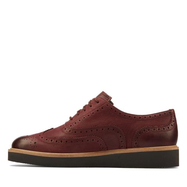 Buty Brogue Damskie Clarks Baille Brogue Bordowe | CLK095BDO