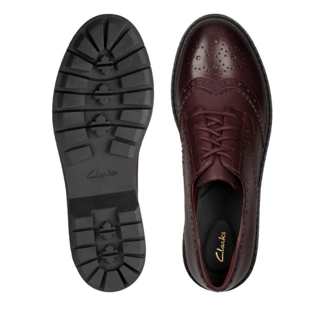 Buty Brogue Damskie Clarks Witcombe Echo Bordowe | CLK761UGQ