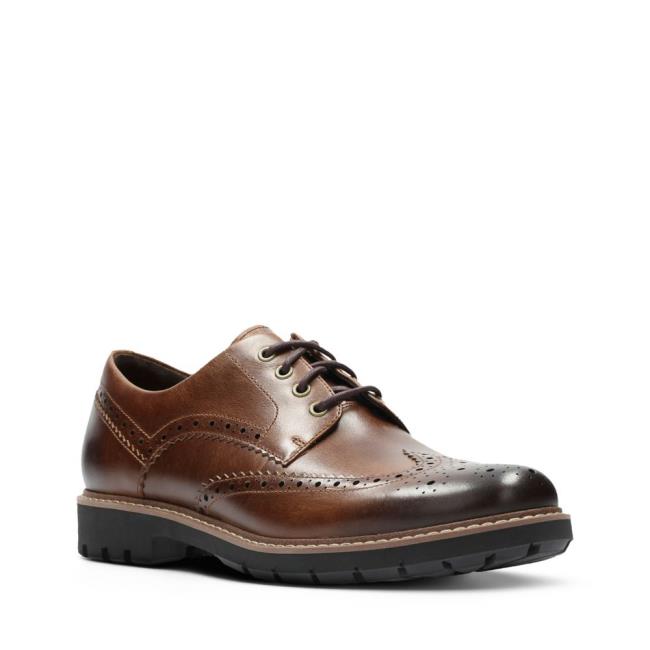 Buty Brogue Męskie Clarks Batcombe Wing Ciemny Brązowe | CLK841ZMO