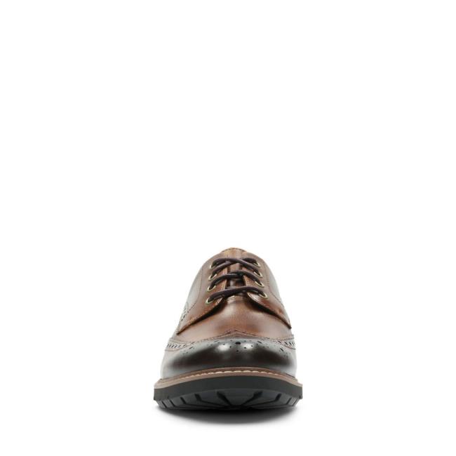 Buty Brogue Męskie Clarks Batcombe Wing Ciemny Brązowe | CLK841ZMO