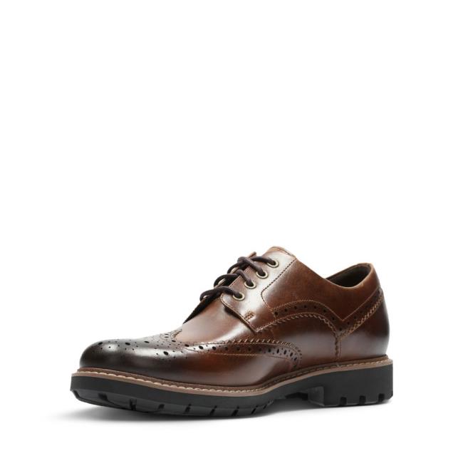 Buty Brogue Męskie Clarks Batcombe Wing Ciemny Brązowe | CLK841ZMO