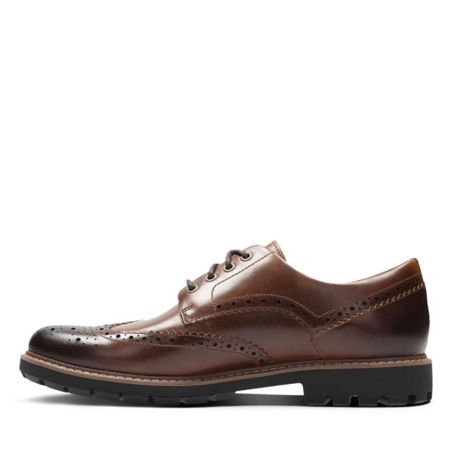 Buty Brogue Męskie Clarks Batcombe Wing Ciemny Brązowe | CLK841ZMO