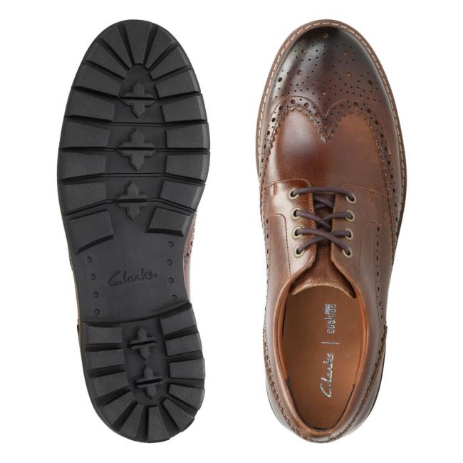 Buty Brogue Męskie Clarks Batcombe Wing Ciemny Brązowe | CLK841ZMO