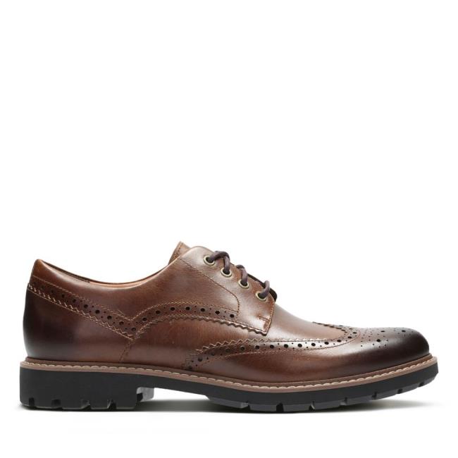 Buty Brogue Męskie Clarks Batcombe Wing Ciemny Brązowe | CLK841ZMO