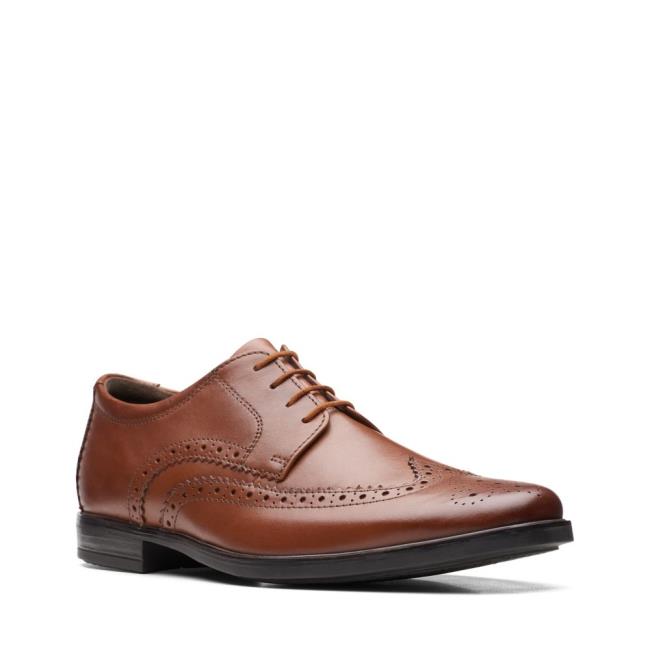 Buty Brogue Męskie Clarks Howard Wing Ciemny Brązowe | CLK930EVT