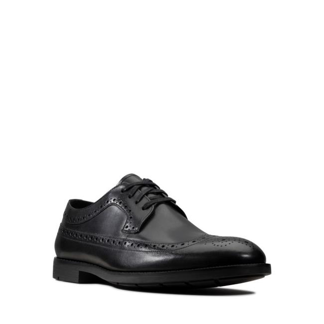 Buty Brogue Męskie Clarks Ronnie Limit Czarne | CLK037UQZ