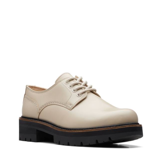 Buty Płaskie Damskie Clarks Orianna Derby Beżowe | CLK587MCJ