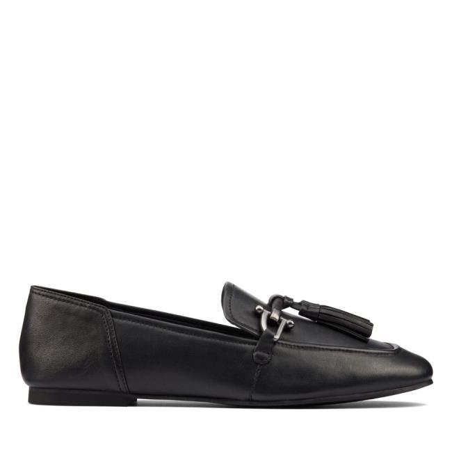 Buty Płaskie Damskie Clarks Pure 2 Tassel Czarne | CLK012PLN