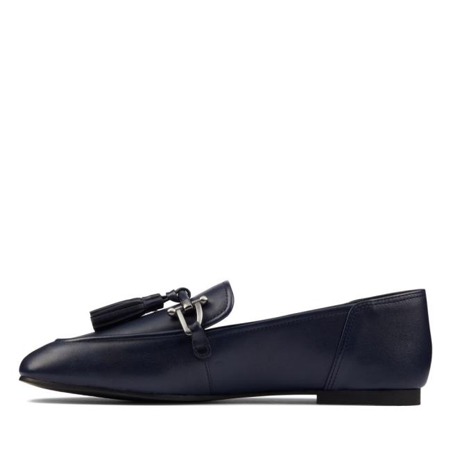 Buty Płaskie Damskie Clarks Pure 2 Tassel Granatowe | CLK953LCS