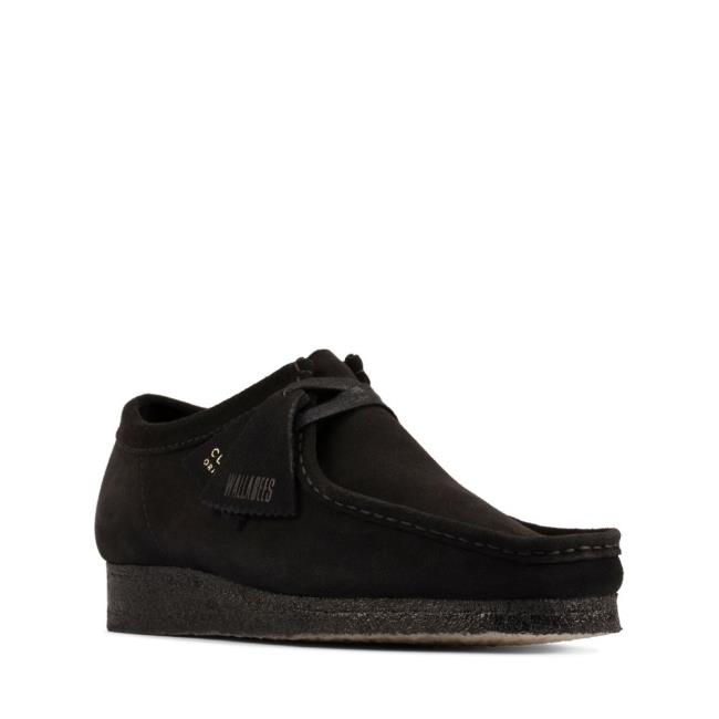 Buty Płaskie Damskie Clarks Wallabee Czarne | CLK869YUD