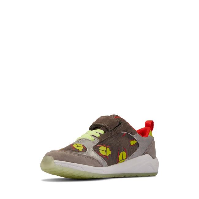 Buty Szkolne Chłopięce Clarks Aeon Glow Kid Szare | CLK764GHO