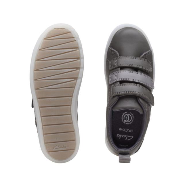 Buty Szkolne Chłopięce Clarks Flare Bug Kid Ciemny Szare | CLK465KVU