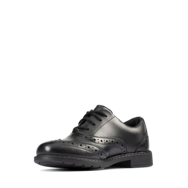 Buty Szkolne Chłopięce Clarks Scala Brogue Kid Czarne | CLK701JCE