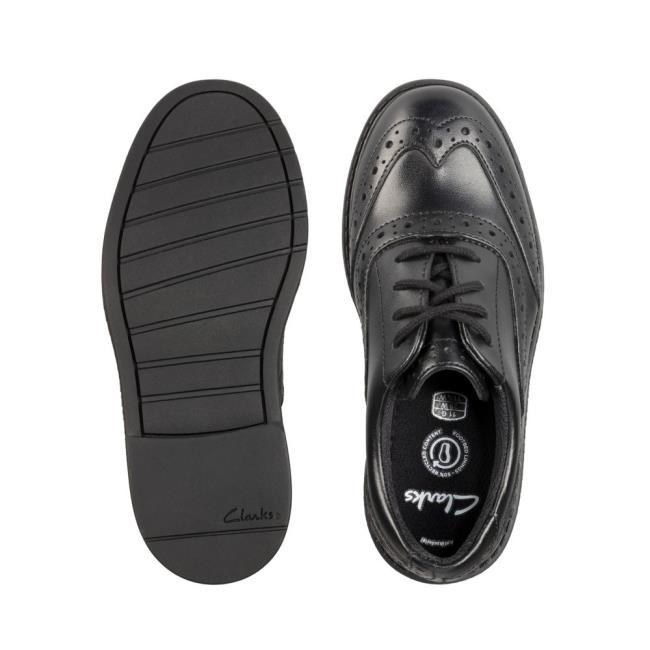 Buty Szkolne Chłopięce Clarks Scala Brogue Kid Czarne | CLK701JCE