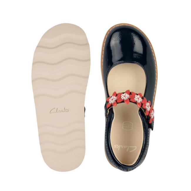 Buty Szkolne Dziewczynka Clarks Crown Petal Kid Granatowe | CLK730DVH