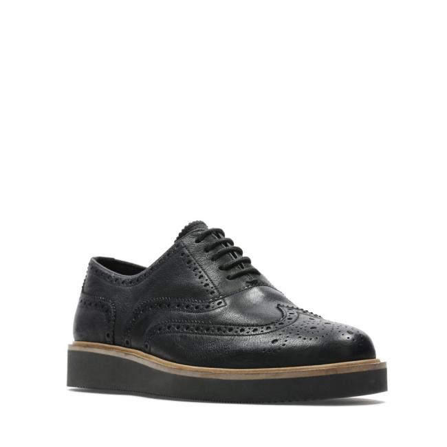 Czarne Buty Damskie Clarks Baille Brogue Czarne | CLK275NKH