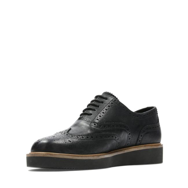 Czarne Buty Damskie Clarks Baille Brogue Czarne | CLK275NKH