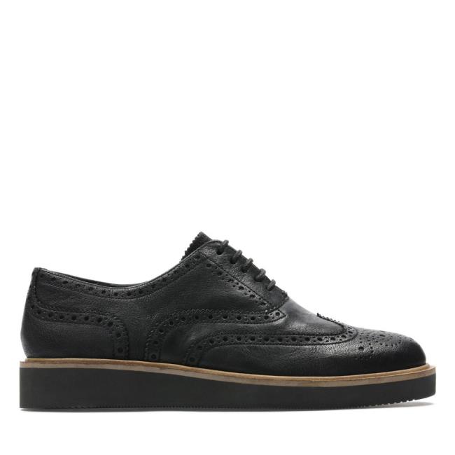 Czarne Buty Damskie Clarks Baille Brogue Czarne | CLK275NKH