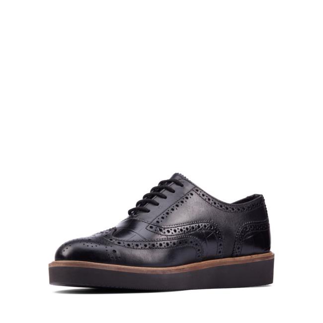 Czarne Buty Damskie Clarks Baille Brogue Czarne | CLK574KZJ