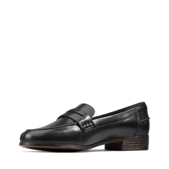 Czarne Buty Damskie Clarks Hamble Loafer Czarne | CLK907PON