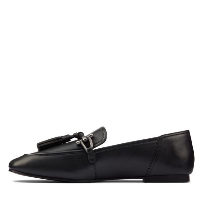 Czarne Buty Damskie Clarks Pure 2 Tassel Czarne | CLK759GAC