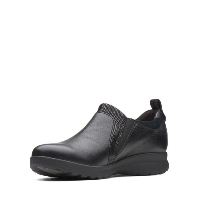 Czarne Buty Damskie Clarks Un Adorn Zip Czarne | CLK427IZD