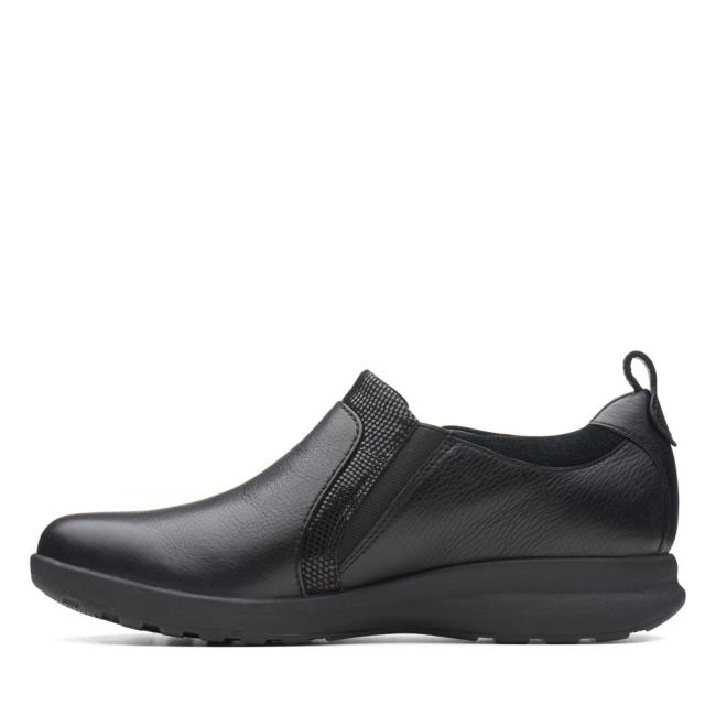 Czarne Buty Damskie Clarks Un Adorn Zip Czarne | CLK427IZD