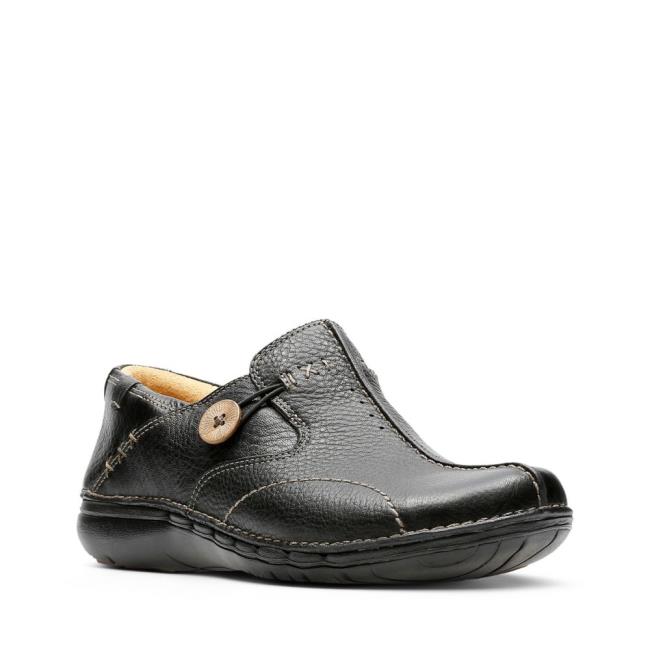 Czarne Buty Damskie Clarks Un Loop Czarne | CLK213PYJ