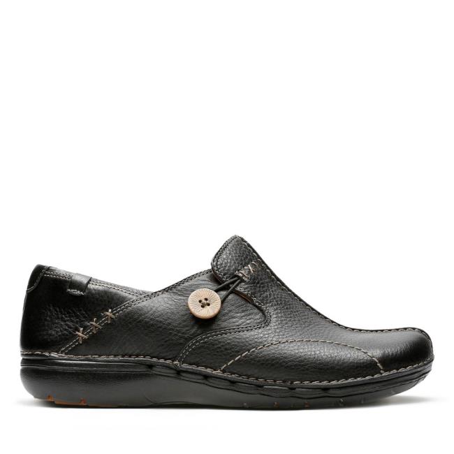 Czarne Buty Damskie Clarks Un Loop Czarne | CLK213PYJ