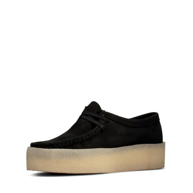 Czarne Buty Damskie Clarks Wallabee Cup Czarne | CLK574TBH